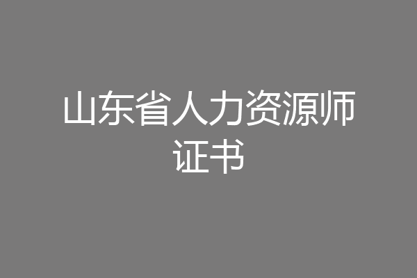 山东省人力资源师证书