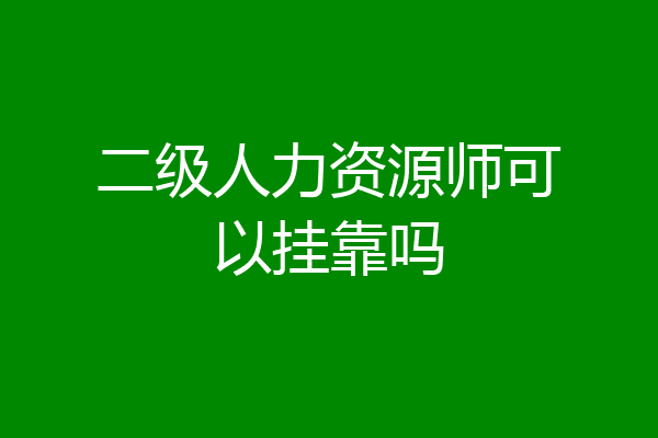 二级人力资源师可以挂靠吗
