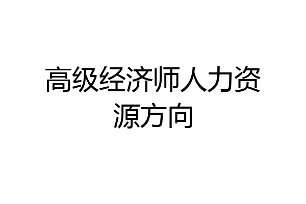 高级经济师人力资源方向