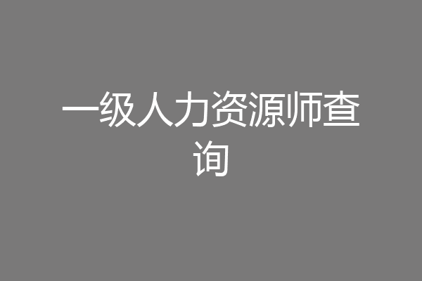 一级人力资源师查询