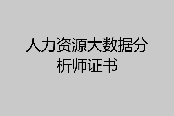 人力资源大数据分析师证书