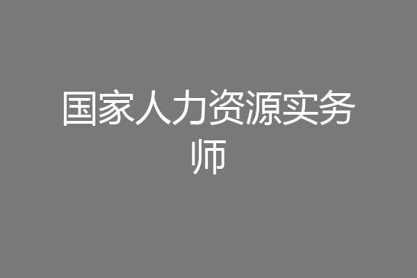 国家人力资源实务师