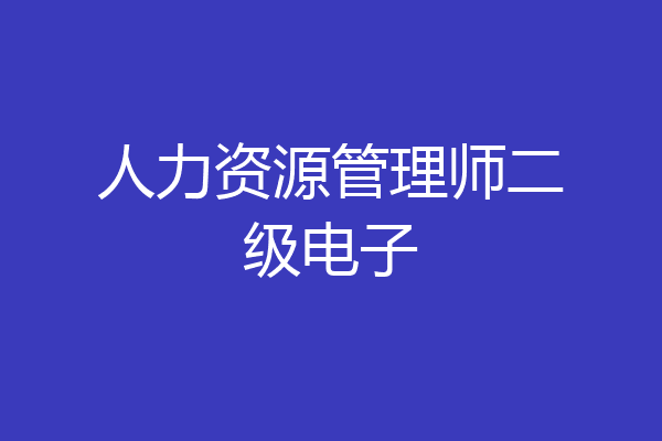 人力资源管理师二级电子