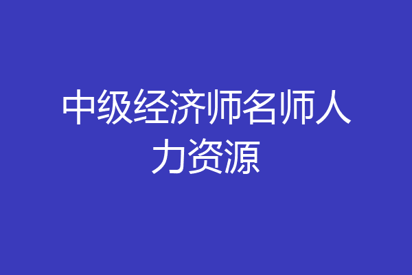 中级经济师名师人力资源