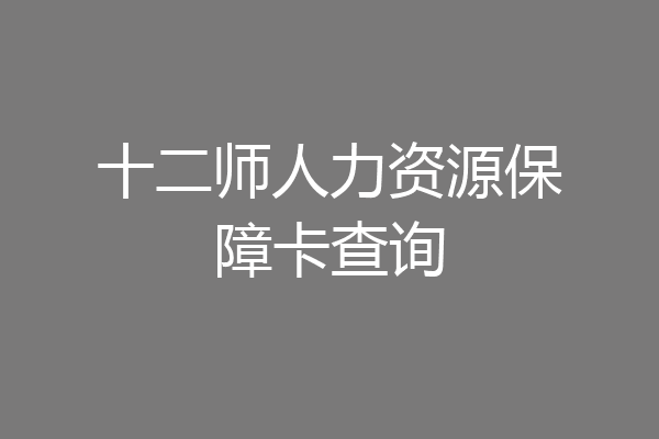 十二师人力资源保障卡查询