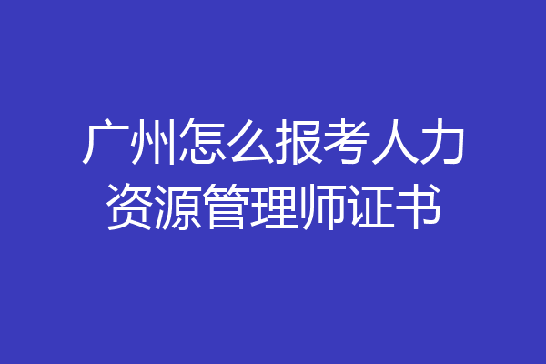 广州怎么报考人力资源管理师证书