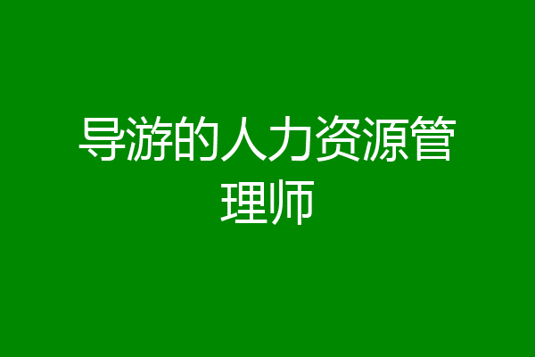 导游的人力资源管理师