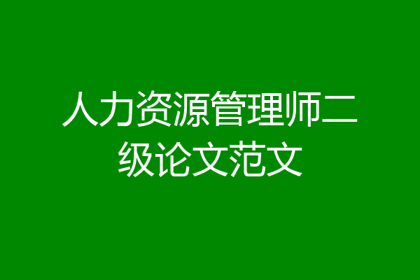 人力资源管理师二级论文范文