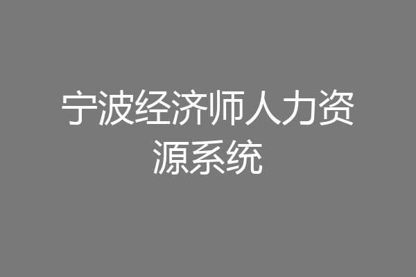 宁波经济师人力资源系统