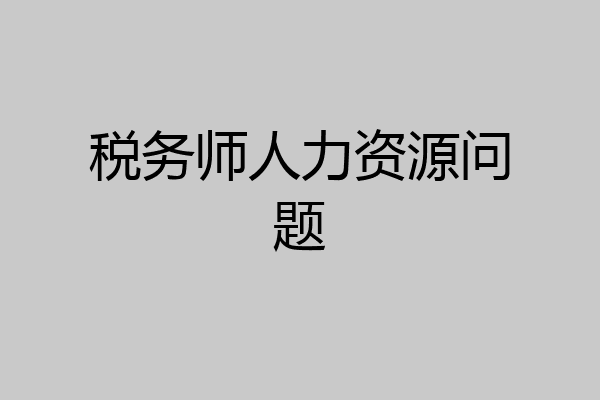 税务师人力资源问题