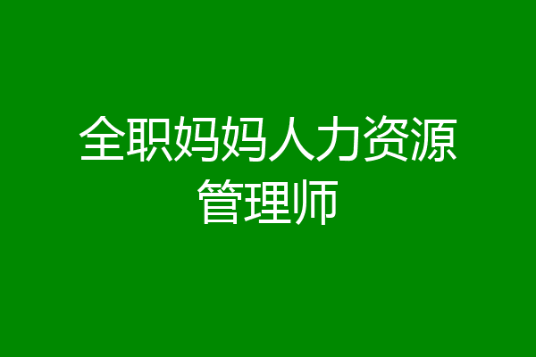 全职妈妈人力资源管理师