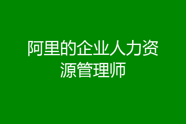 阿里的企业人力资源管理师