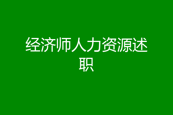 经济师人力资源述职