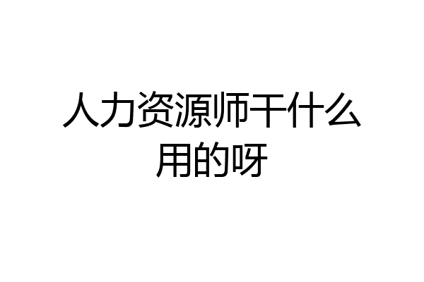 人力资源师干什么用的呀