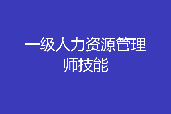 一级人力资源管理师技能