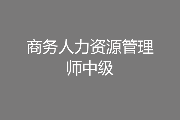 商务人力资源管理师中级