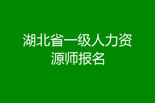 湖北省一级人力资源师报名