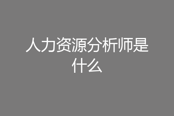 人力资源分析师是什么