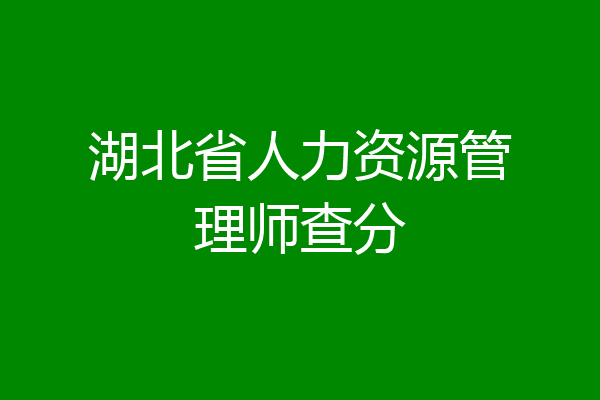 湖北省人力资源管理师查分