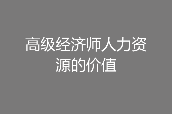 高级经济师人力资源的价值