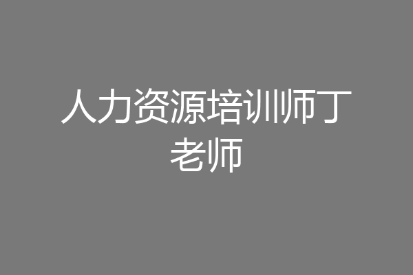 人力资源培训师丁老师