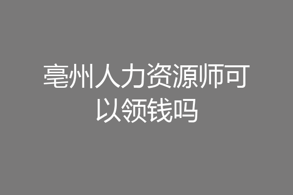 亳州人力资源师可以领钱吗