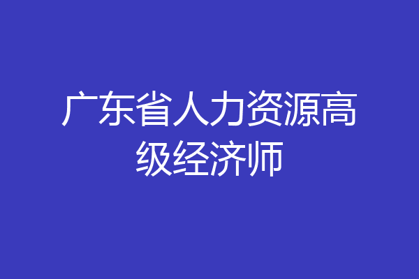 广东省人力资源高级经济师