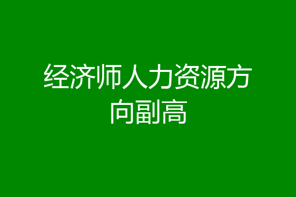 经济师人力资源方向副高