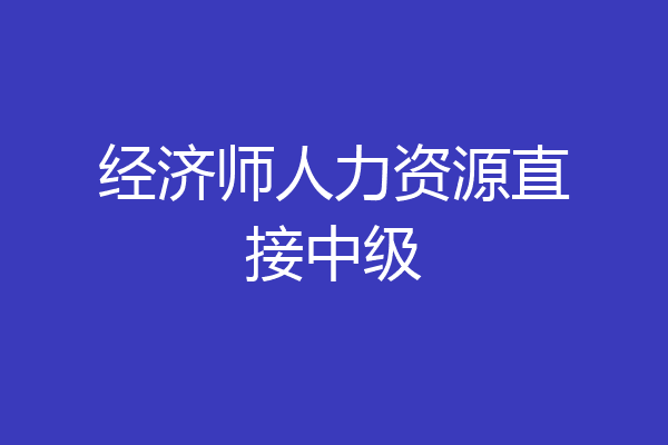 经济师人力资源直接中级