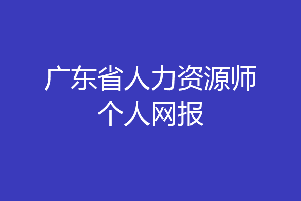 广东省人力资源师个人网报
