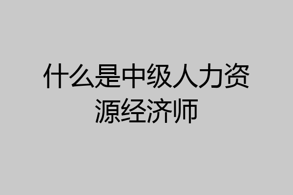 什么是中级人力资源经济师