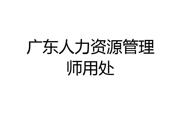 广东人力资源管理师用处