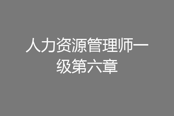 人力资源管理师一级第六章
