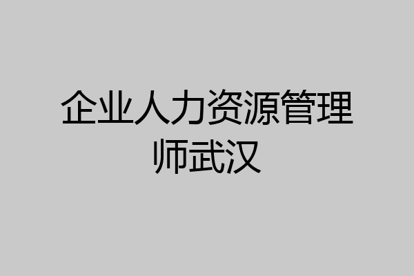 企业人力资源管理师武汉