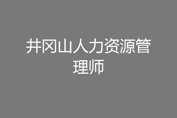 井冈山人力资源管理师