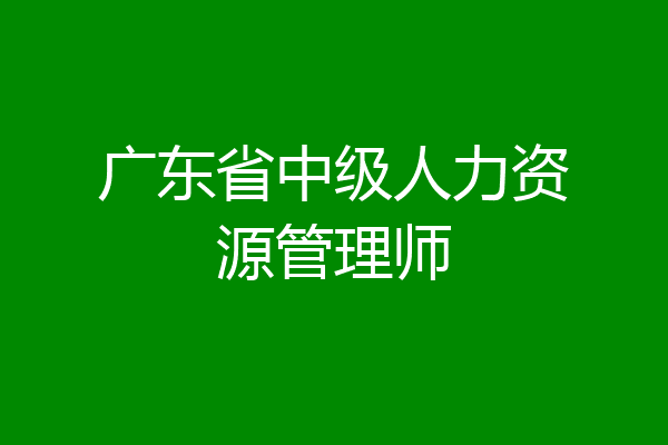 广东省中级人力资源管理师