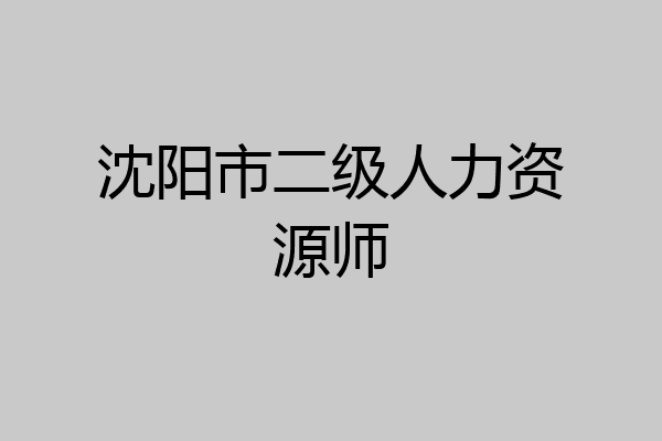 沈阳市二级人力资源师