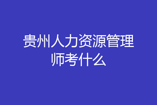 贵州人力资源管理师考什么