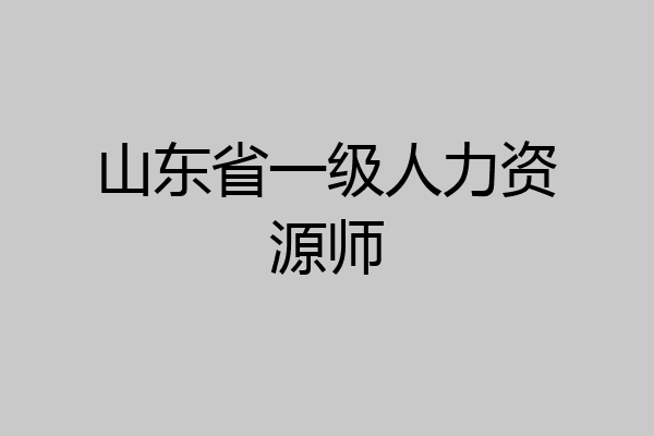 山东省一级人力资源师
