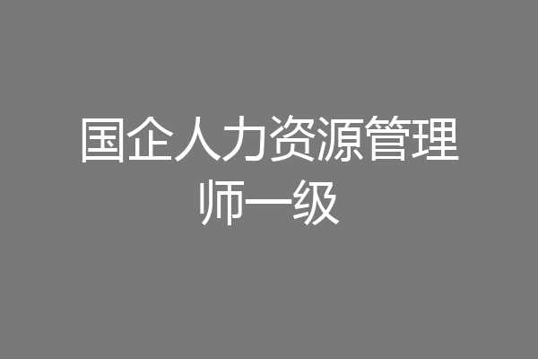 国企人力资源管理师一级