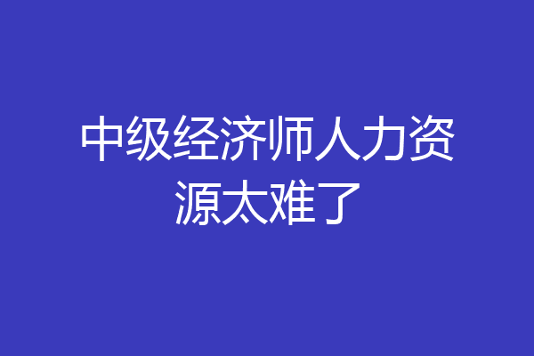 中级经济师人力资源太难了