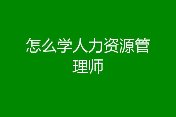 怎么学人力资源管理师