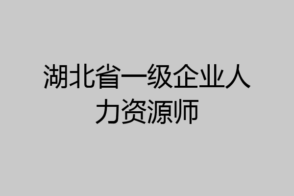 湖北省一级企业人力资源师