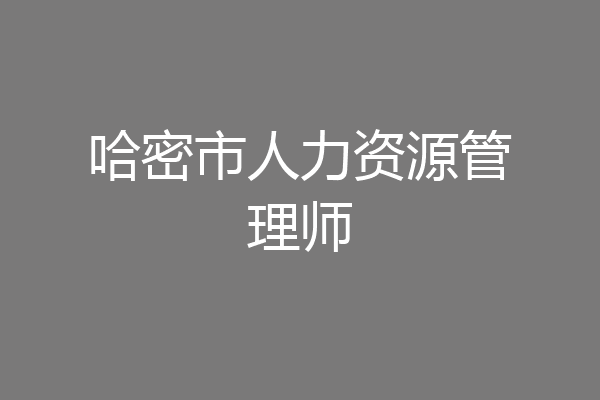 哈密市人力资源管理师