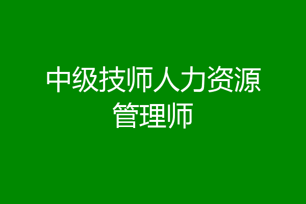 中级技师人力资源管理师