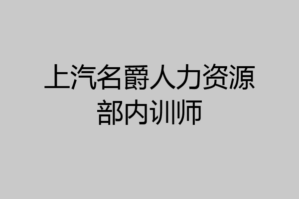 上汽名爵人力资源部内训师