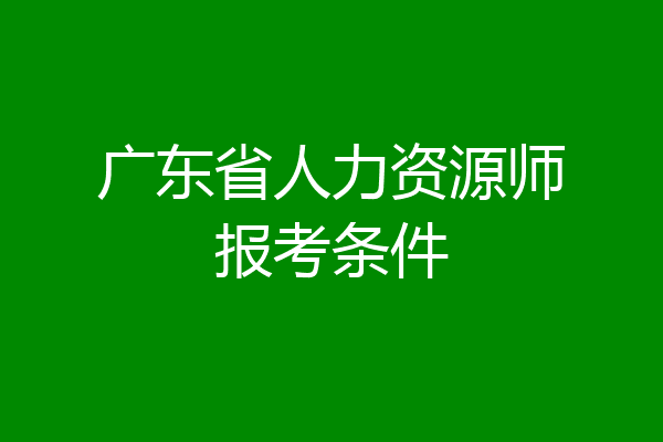 广东省人力资源师报考条件