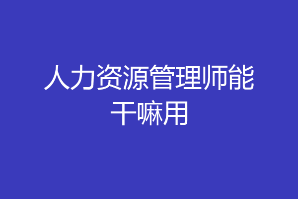 人力资源管理师能干嘛用