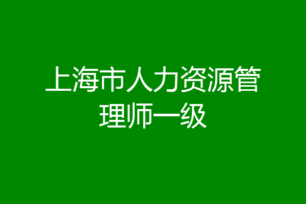 上海市人力资源管理师一级
