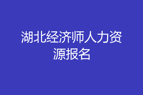 湖北经济师人力资源报名